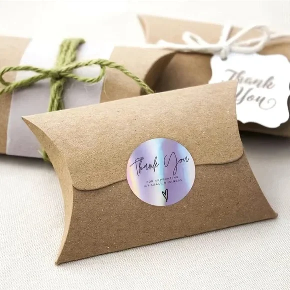 Thank You Stickers Holographic Iridescent 1 inch roll of 500 New - Picture 3 of 6